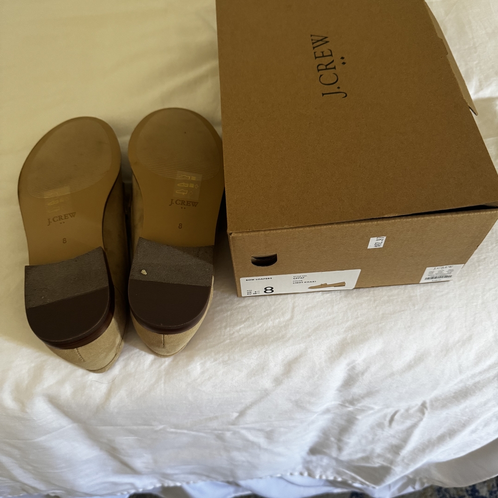J. Crew Tan Leather Pointed Toe Flats with Brown Soles